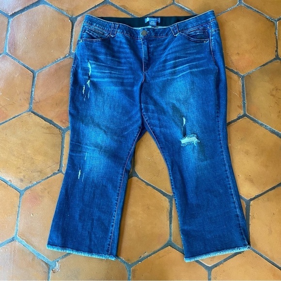 Democracy Ab Technology Elastic Waistband Frayed Hem Distressed Jeans size 24W - Picture 1 of 10